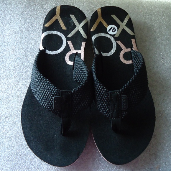 ROXY Women's Black Flip Flop Thong  Size US-10/EU-40 - Picture 2 of 8